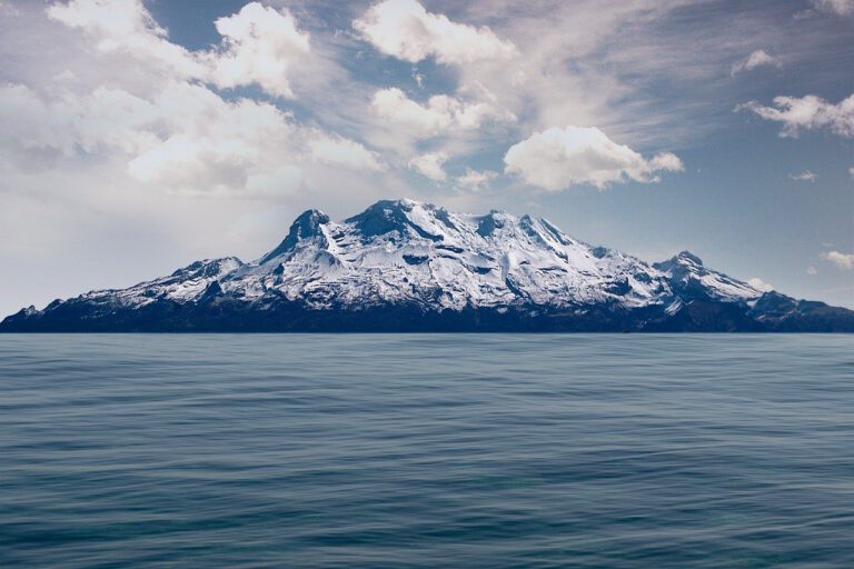 mountain, winter, island, sea, landscape, snow, clouds, cold, nature